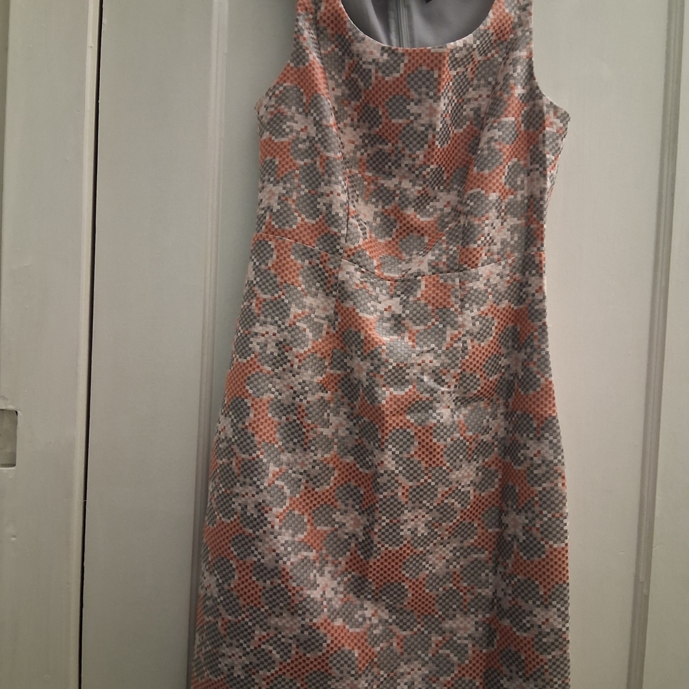 The Limited Gray and Orange Floral Midi Dress